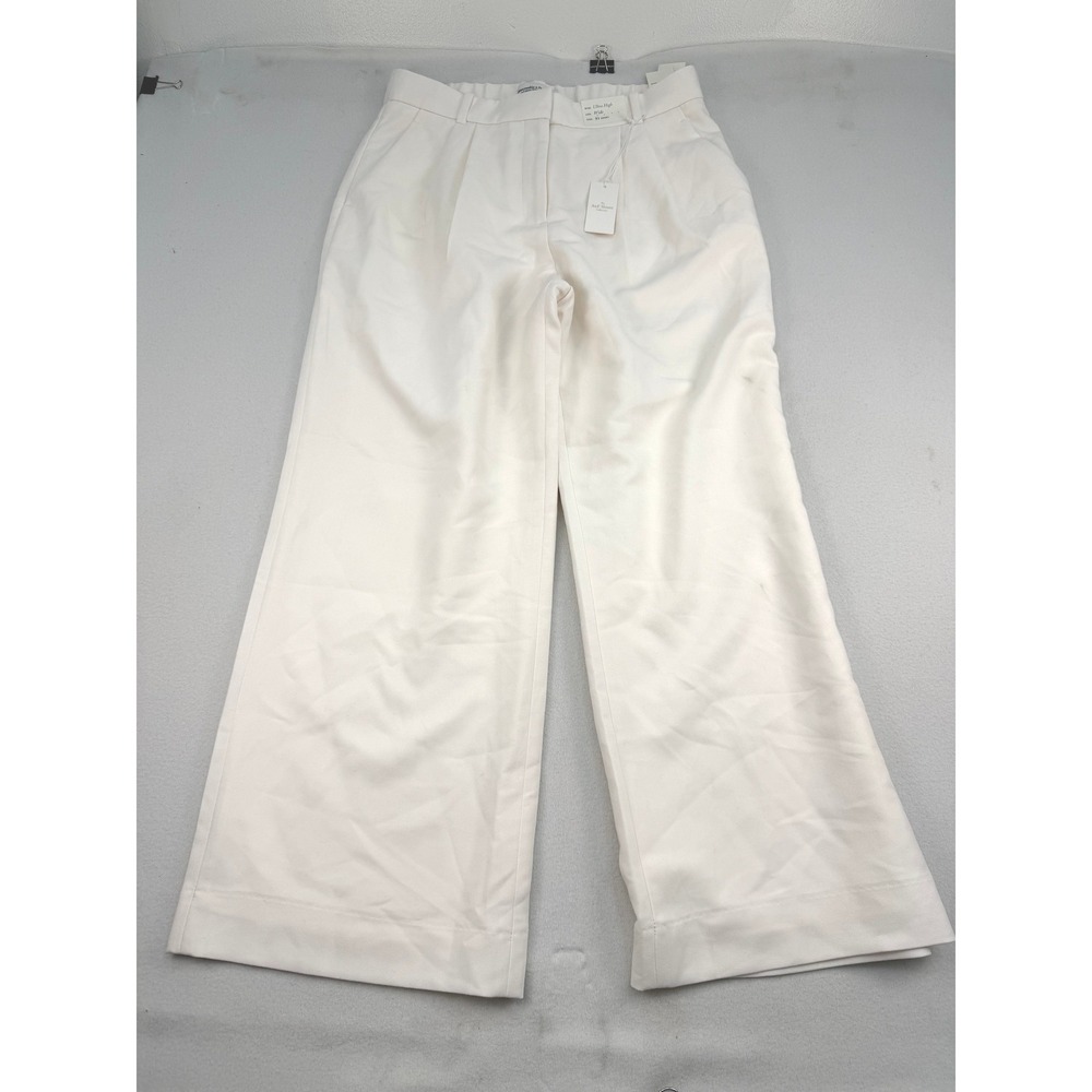 Abercrombie & Fitch Sloane Tailored Pant Ultra High Rise Wide Leg Cream 31S